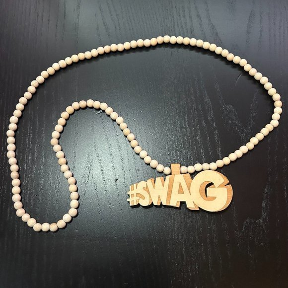 GoodWood NYC #Swag Necklace Wooden Pendant Wooden Beaded - Picture 1 of 4